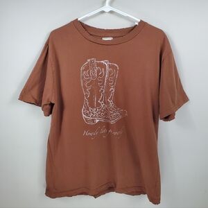 Modish Rebel Size L Brown Graphic "Howdy Lets Get Rowdy" Short Sleeve Shirt